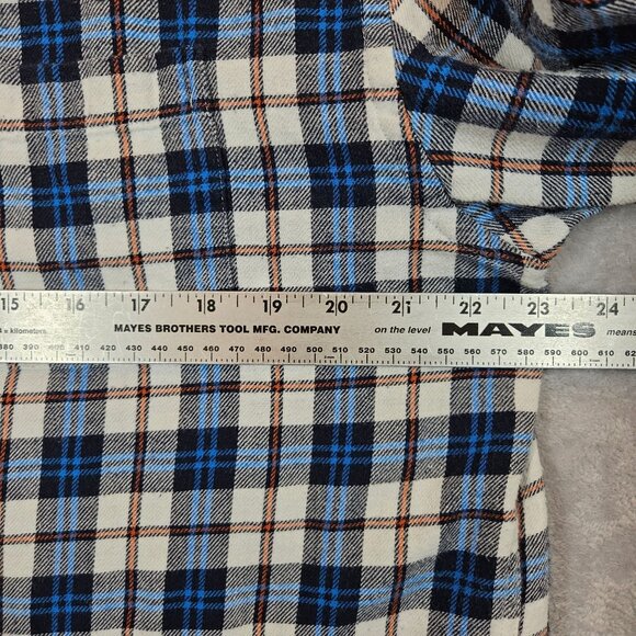Croft & Barrow Shirt Plaid Flannel Cotton Mens L Button Blue White casual dad - Picture 8 of 14